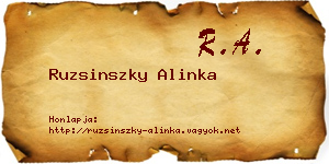 Ruzsinszky Alinka névjegykártya